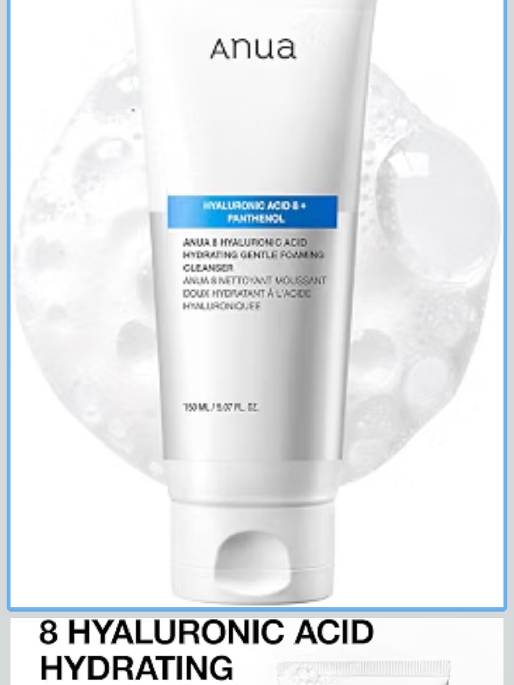 Anua Hyaluronic Acid Hydrating Gentle Foaming Cleanser — White